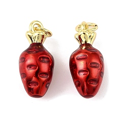 Carrot Латунные эмалевые подвески с фруктами, с целью перехода в кольце, долговечный, без кадмия и без свинца, стойки покрытие, реальный 18 k позолоченный, морковь, 18x8 мм, отверстие : 3 мм