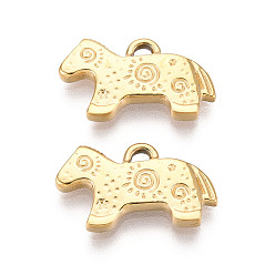 Настоящее золото 18K 304 подвески из нержавеющей стали, лошадь, ионное покрытие (ip), реальный 18 k позолоченный, 10.5x19x2 мм, отверстие : 1.6 мм