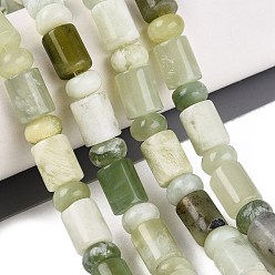 Xiuyan Jade Natural Xiuyan Jade Beads Strands, Barrel & Rondelle, 8x10mm, Hole: 0.9~1.2mm, about 50~52pcs/strand, 14.57~15.35 inch(37~39cm), Rondelle: 8x4.5~5mm