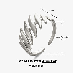 Нержавеющая Сталь Цвет 304 открытые кольца манжеты из нержавеющей стали, лист ивы, цвет нержавеющей стали, 17 мм