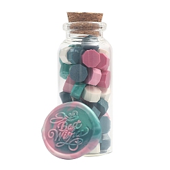Dark Cyan Sealing Wax Particles, for Retro Seal Stamp, Octagon, Dark Cyan, Bottle: 30x77mm, 60pcs/bottle