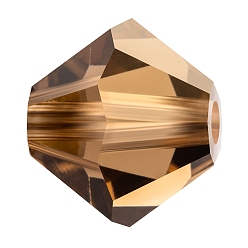 10220 Smoked Topaz Хрустальные бусины preciosa®, чешский хрусталь, биконус(451 69 302 рондель), 10220 дымчатый топаз, 3 мм, отверстие : 0.8 мм