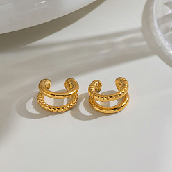 Real 18K Gold Plated 304 Stainless Steel Cuff Earrings for Women, Real 18K Gold Plated, 12x6.8mm