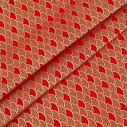 Rouge Tissu en coton imprimé écailles de poisson sirène, accessoires du vêtement, rouge, 1500x0.4mm, 1 m / pc