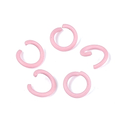 Pink Открытые прыжковые кольца из окрашенного распылением железа, розовые, 18 датчик, 6~6.5x1 мм, внутренний диаметр: 4~4.5 мм, Около 11111 шт / 1000 г