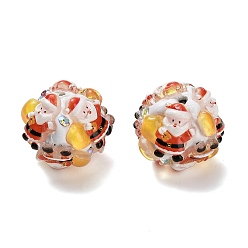 Santa Claus Полимерная глина, стразы, бусины со смолой, рождественская тема, для самодельных украшений и украшений для ручек, Дед Мороз, 19~20x19~20 мм, отверстие : 1.8~2 мм