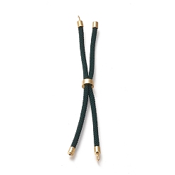 Dark Slate Gray Nylon Twisted Cord Bracelet Making, Slider Bracelet Making, with Eco-Friendly Brass Findings, Round, Golden, Dark Slate Gray, 8.66~9.06 inch(22~23cm), Hole: 2.8mm, Single Chain Length: about 4.33~4.53 inch(11~11.5cm)