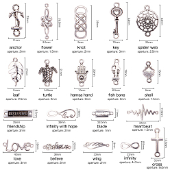 Mixed Color Tibetan Style Alloy Links connectors, Mixed Shape, Mixed Color, 6.4x6.3x2cm, 40pcs/box