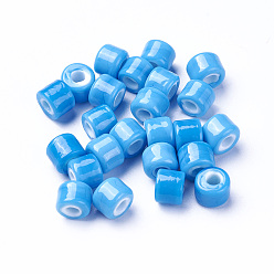 Темно-Голубой Бусины лэмпворк , колонка, глубокое синее небо, 7.5~8x6~6.5 мм, отверстие : 3 мм