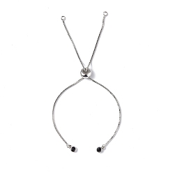 Platinum Rack Plating Brass Box Chain Slider Bracelet Making, with Rhinestone, Long-Lasting Plated, Cadmium Free & Lead Free, Platinum, 4-5/8 inch(11.8cm)