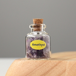 Amethyst Natural Amethyst Display Decorations, Reiki Energy Stone Chip Wishing Bottle, 20x30mm