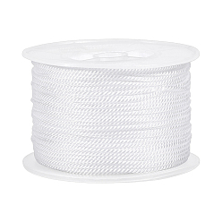Blanc Cordon milan en polyamide, cordon torsadé, ronde, pour création de noeud chinois, blanc, 2mm, environ 54.68 yards (50m)/rouleau