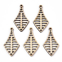 Цвет Древесины Подвески из неокрашенного натурального дерева тополя, полые подвески воздушного змея, деревесиные, 40x22x2.5 мм, отверстие : 2 мм