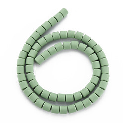 Light Green Handmade Polymer Clay Bead Strands, Column, Light Green, 6.5x6mm, Hole: 1.2mm, about 61pcs/strand, 15.75 inch(40cm)