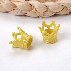 Желтый Европейский бусы акриловые, бусины с большим отверстием, корона, желтые, 14x12 мм, отверстие : 7 мм