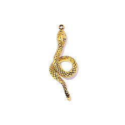 Настоящее золото 18K 304 подвески из нержавеющей стали, змеиные чары, ионное покрытие (ip), зеркальная полировка, реальный 18 k позолоченный, 33x12 мм, отверстие : 1.3 мм