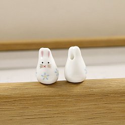 Светло-Голубой Фарфоровые бусины ручной работы с мультяшной росписью, для украшения браслета/ожерелья и сережек своими руками, кролик, Небесно-голубой, 20x14 мм