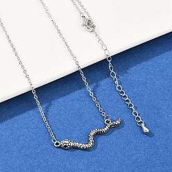 Античное Серебро Ожерелья с подвеской в виде змеи из латуни с черными кубическими цирконами, античное серебро, 16.73 дюйм (42.5 см)