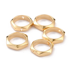 Настоящее золото 24K Латунной шариковой кадров, долговечный, шестиугольник, реальный 24 k позолоченный, 8~9x2 мм, отверстия: 1 mm, Внутренний диаметр: 6.5 mm