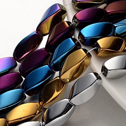 (52) Непрозрачная лаванда Гальванизировать немагнитных синтетический гематит бисер пряди, витых овальных, разноцветные, 20x10 мм, отверстие : 1 мм, около 20 шт / нитка, 15.7 дюйм