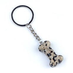 Далматинских Джаспер Костяной брелок, Натуральная далматинская яшма, подвесное украшение для рюкзака, 9 см