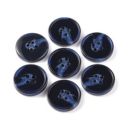 Marine Blue Resin Button, 4-hole, Flat Round, Marine Blue, 20x3.5mm, Hole: 2mm