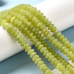 Лимонный Нефрит Натуральные нефритовые бусины, цвет лимона , блюдце бусины, рондель, 6.5x3 мм, отверстие : 1 мм, около 118~119 шт / нитка, 15.35'' (39 см)