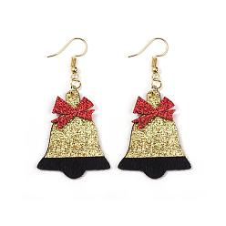 Christmas Bell Рождественские железные акриловые серьги-подвески, золотые, Рождественский колокольчик, 63x32 мм