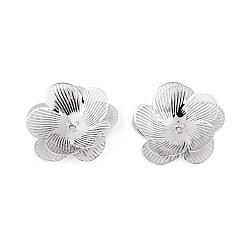 Платина Шапочки и конусы для бусин, латунные, цветок, платина, 23~24x24x5 мм, отверстие : 0.9~1 мм