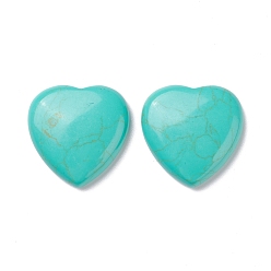 Синтетическая Бирюза Синтетических бирюзовый кабошон, окрашенные, сердце, 29~30x29~30x6~8 мм