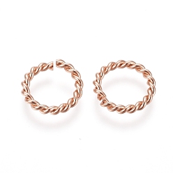 Розовое Золото 304 из нержавеющей стали открыты кольца прыжок, витых круглых, розовое золото , 10x1.5 мм, внутренний диаметр: 7 мм