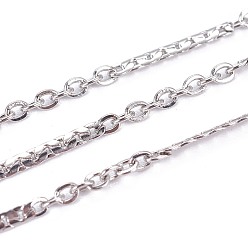 Stainless Steel Color Tarnish Resistant 304 Stainless Steel Link Chains, Cable Chain, with Spool, Soldered, Oval, Stainless Steel Color, 1.5x2x0.3mm, about 65.61 Feet(20m)/roll