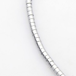 Platinum Plated Electroplate Non-Magnetic Synthetic Hematite Column Beads Strands, Platinum Plated, 1x1.2mm, Hole: 0.5mm, about 350pcs/strand, 15.7 inch