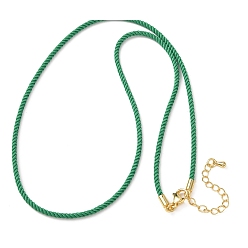 Морско-зеленый 2мм круглый нейлоновый миланский шнур для изготовления ожерелья, с латунными выводами и 303 застежками из лобстера из нержавеющей стали, реальный 18 k позолоченный, цвета морской волны, 18.50~18.70 дюйм (47~47.5 см)