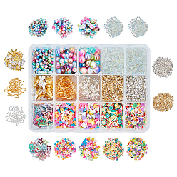 Golden & Silver Olycraft DIY Nail Art Decorationgs, Including Glass Beads, Zinc Alloy Cabochons, Polymer Clay Slice and ABS Plastic Imitation Pearl Linking Rings, Golden & Silver