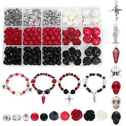 (52) Непрозрачная лаванда Наборы для поиска ювелирных изделий своими руками, включая подвески и бусины из сплава, искусственные бусины из бирюзы и коралла, железные хрустальные бусины-разделители со стразами, Стеклянные бусины, разноцветные, 34.5x23.5x3 мм, отверстие : 2 мм, 2 шт