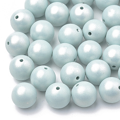 Pale Turquoise Spray Painted Style Acrylic Beads, Rubberized, Round, Pale Turquoise, 16mm, Hole: 3~4mm, about 230pcs/500g