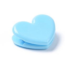 Light Sky Blue Heart Shape Plastic Clips, for Office School Supplies, Light Sky Blue, 25~26x31~31.5x12~13mm