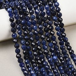 Содалитовое Природный содалит бисер нитей, круглые, граненые, класс АА, 6~6.5 мм, отверстие : 0.9 мм, около 64 шт / нитка, 15.35'' (39 см)