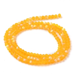 Orange Imitation Jade Glass Beads Strands, Half AB Color Plated, Faceted, Frosted, Rondelle, Orange, 3x2mm, Hole: 0.7mm, about 155pcs/strand, 15.75''(40cm)