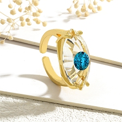 Темно-Голубой Кольцо-солитер с микропаве из латуни и кубическими цирконами, манжеты со стеклом, злые глаза, глубокое синее небо, внутренний диаметр: регулируемый