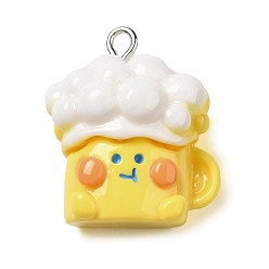 Drink Непрозрачные подвески из искусственной смолы, с платиновыми железными петлями, пить, 25x23x14 мм, отверстие : 2 мм