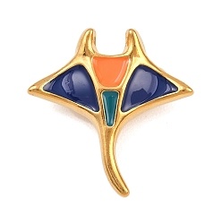 Темно-Синий 304 нержавеющей стальной эмали подвески, амулеты манта скат, золотые, темно-синий, 30.5x30x9.5 мм, отверстие : 4x8 мм