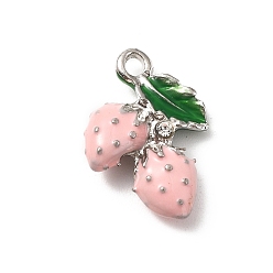 Клубника Подвески из эмали и сплава, фруктовое очарование, без свинца и без кадмия, платина, клубника, 18.5x13x4.5 мм, отверстие : 1.8 мм