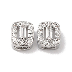 Платина Латунные микропаве из прозрачного кубического циркония, без кадмия, без никеля и без свинца, прямоугольные, платина, 7x6x4.5 мм, отверстие : 1x4 мм