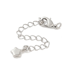 Звезда Латунный удлинитель цепи, с застежкой-карабином и подвесками, стойки покрытие, без кадмия и без свинца, долговечный, реальный 18 k позолоченный, звезда, 72 мм, очарование: 8.5x5.5x2 мм