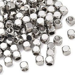 Platinum Brass Spacer Beads, Cube, Cadmium Free & Lead Free, Rack Plating, Long-Lasting Plated, Platinum, 4x4x4mm, Hole: 2.8mm
