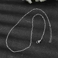 Платина Латунные цепочки Фигаро для женщин, стойки покрытие, без кадмия и без свинца, долговечный, платина, 16.06 дюйм (40.8 см)