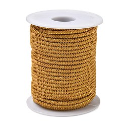Dark Goldenrod Round String Thread Polyester Cords, with Gold Wire, Dark Goldenrod, 2.5mm, about 21.87 yards(20m)/roll