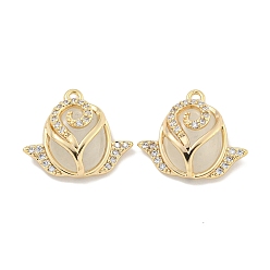 Настоящее золото 18K Кулоны с эмалью из латуни с прозрачным кубическим цирконием, без кадмия, без никеля и без свинца, , реальный 18 k позолоченный, 13.5x15.5x4.5 мм, отверстие : 1 мм